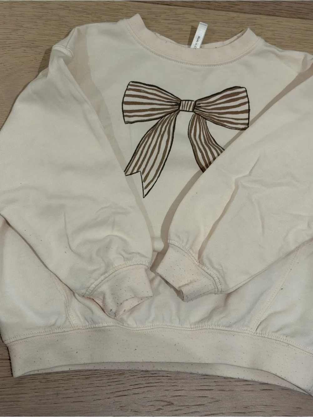 Rylee + Cru Cream sweatshirt with Brown Bow Graphic - Kids 18-24m